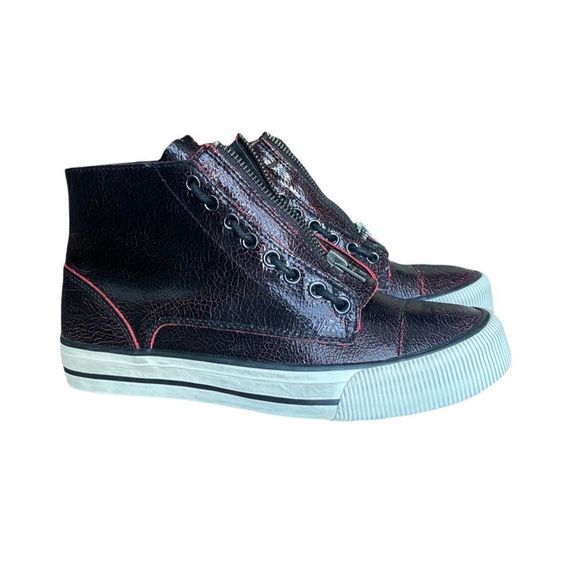 Diesel Black Cracked Leather Effect High Top Sneakers - Picture 6 of 13